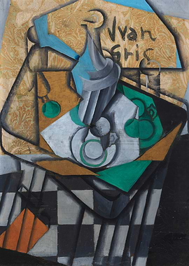 Still Life with Checked Tablecloth Painting, juan gris art