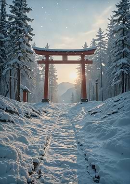 Winter Torii Gate Landscape
