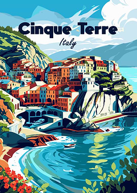 Cinque Terre Italy Travel Poster