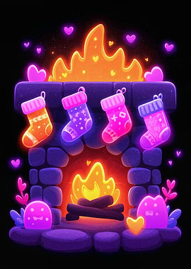 Cute Christmas Fireplace with Stockings