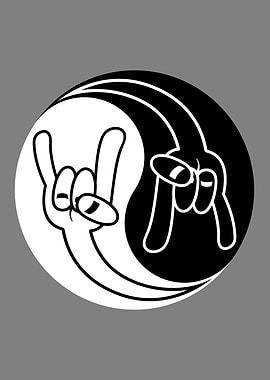 Heavy Metal Devil Horns Yin Yang