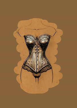 Corset Sketch on Brown Background