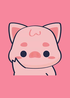 Cute Pink Pig Cartoon Illustration