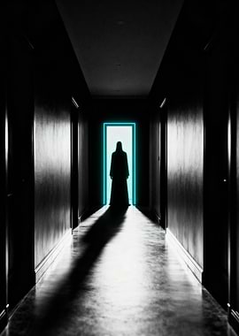 Silhouette in a Dark Hallway