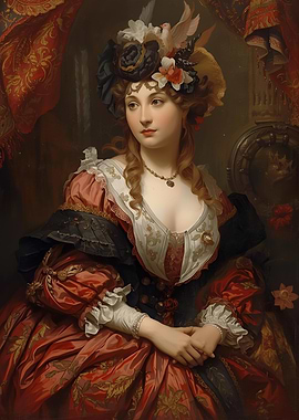 Elegant Woman Portrait in Baroque Style