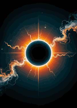 Abstract Eclipse with Fiery Corona