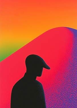 Silhouette with Colorful Abstract Background