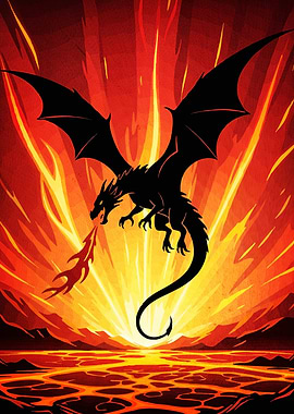 Dragon Fire Silhouette