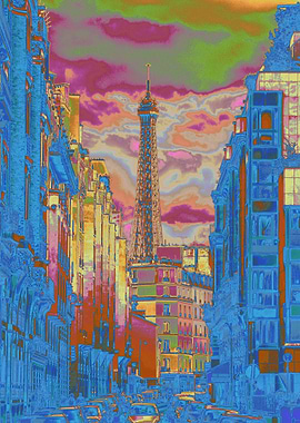 Eiffel Tower in Paris, Colorful Art