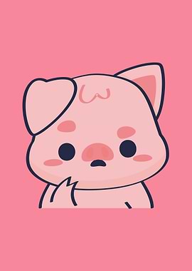 Cute Pink Pig Cartoon Illustration