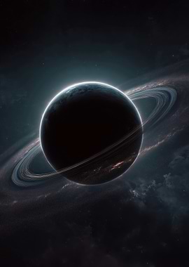 Ringed Planet in Dark Space