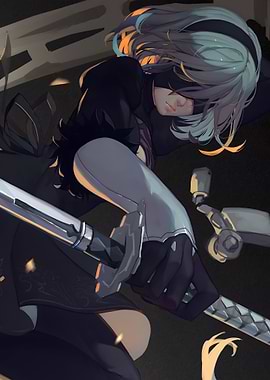 2B Character Art from Nier Automata