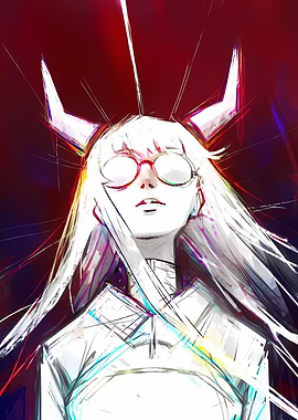 Horned Girl with Glasses Digital Art
