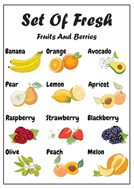 Fresh Fruits and Berries Set