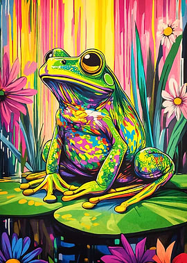 Colorful Frog on Lily Pad