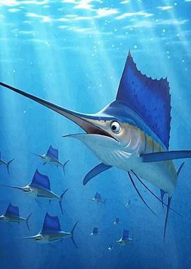 Sailfish School Blue Ocean