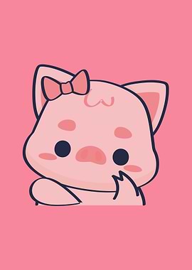 Cute Pink Cartoon babe with Bow