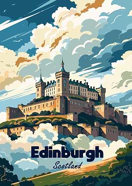 Edinburgh Castle, Scotland Travel Poster