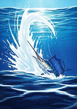 Marlin Leaping from Ocean