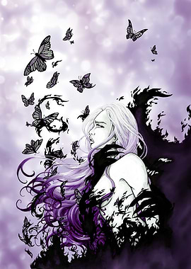 Escape from Darkness - Woman with Butterflies
