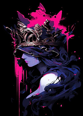 Crowned Woman with Pink Accents