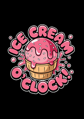 Ice Cream O'Clock Cartoon Illustration