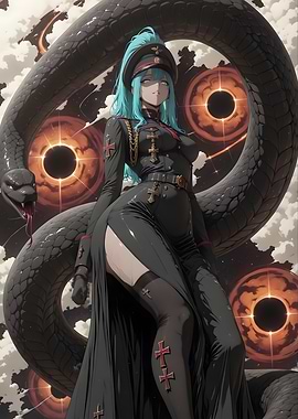 Anime Girl with Snake and Dark Eyes
