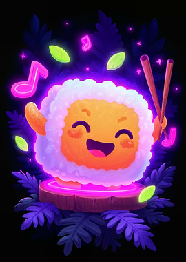 Cute Sushi Character with Chopsticks