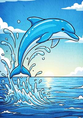 Dolphin Leaping Ocean Waves