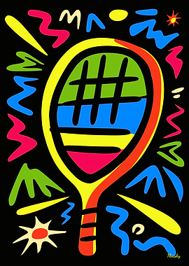 Neon Pop Art Tennis Padel Racket – Bold Colorful Symbol of Energy