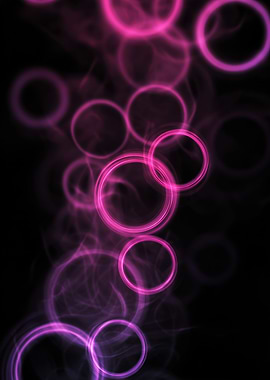 Pink Glowing Circles on Black Background
