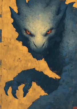 Dragon with Glowing Eyes Painting