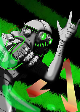 Cyborg with Rock On Hand Gesture