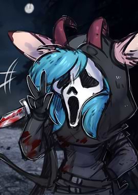 Ghostface Anime Girl with Bloody Knife