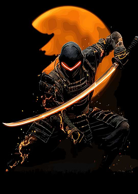 Cyberpunk Ninja with Glowing Katana