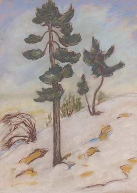 Winter Landscape with Trees Painting