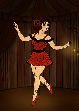 Vintage Circus Dancer - Old School Tattoo Style