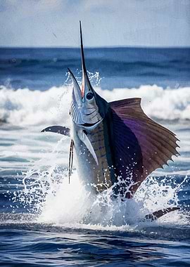 Sailfish leaping ocean