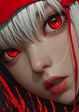 Anime Girl with Red Eyes
