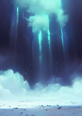 Mystical Landscape with Towering Structures