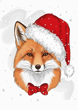 Festive Fox with Santa Hat