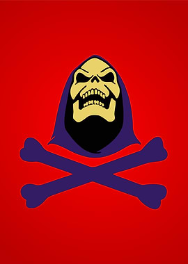 Skeletor Skull and Crossbones on Red