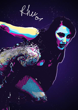 Pop Art Woman in Fishnet Outfit