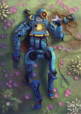 Pathfinder with Butterfly in Flower Field