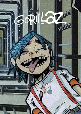 Gorillaz 2D Cartoon Character Portrait