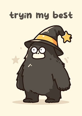 Trying My Best Cartoon Monster Wizard