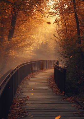 Autumn Path Through Forest