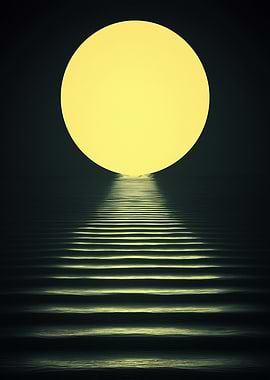 Abstract Moon Over Water