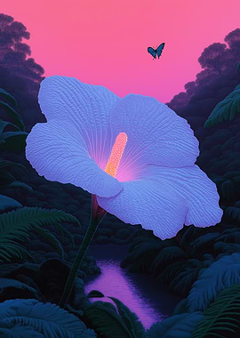 Luminous Flower in a Dreamy Landscape