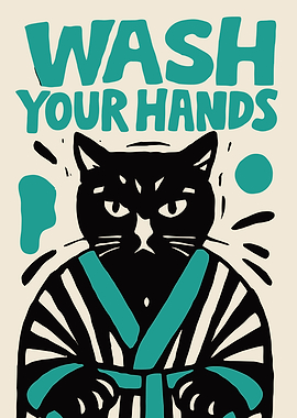 Wash Your Hands Cat Poster